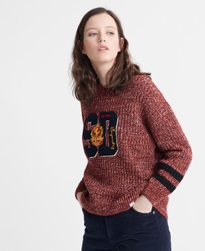 Superdry Varsity Logo Twist Női Kötöttáru Piros | UINTC8714